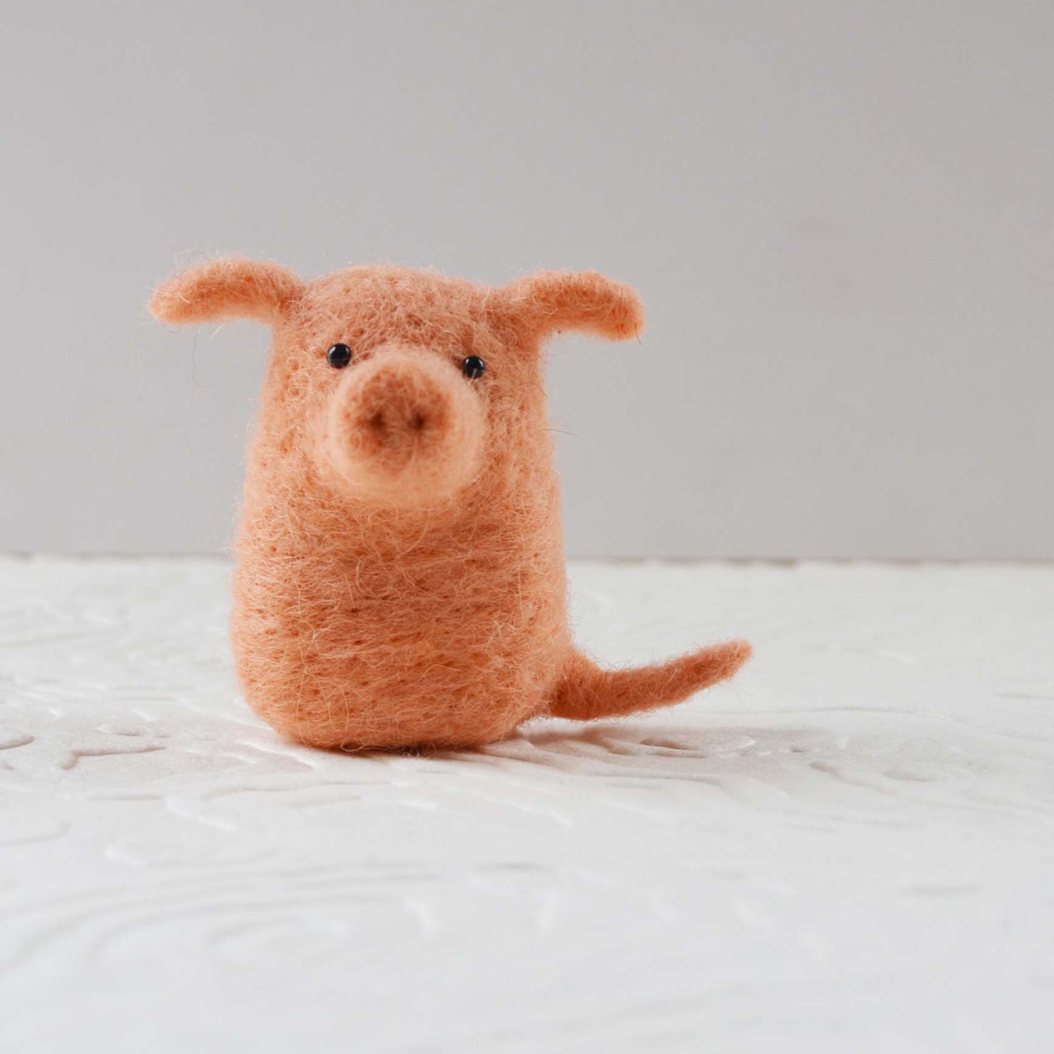 Piggykitts, needle felted pink pig animal fiber art