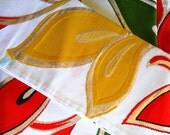 1970s RED and GREEN OBI Japanese Kimono Sash with Gold Details