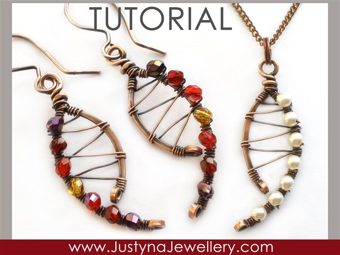Wire Jewelry Tutorial, Wirewrapping Jewelry Tutorial, Pendant Tutorial, Spiral Earrings Tutorial, Beading Tutorial, Curved Earrings Tutorial