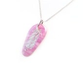 Pink with Gold Dichroic Fine Silver Statement Necklace - Fused Glass