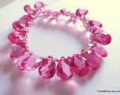 SALE - Candy Pink Quartz Faceted Pear Cut Stone Briolettes - (1) Matched Pair