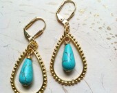 Gold Turquoise Earrings Bridal Green Blue by MinouBazaar
