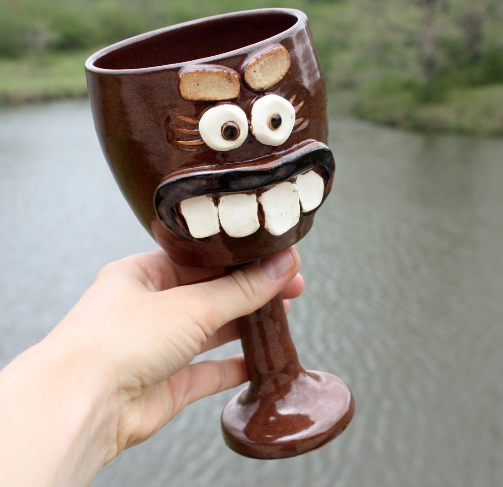 Mother's Day Wine Glass. Handmade Ceramic Goblet for Her.