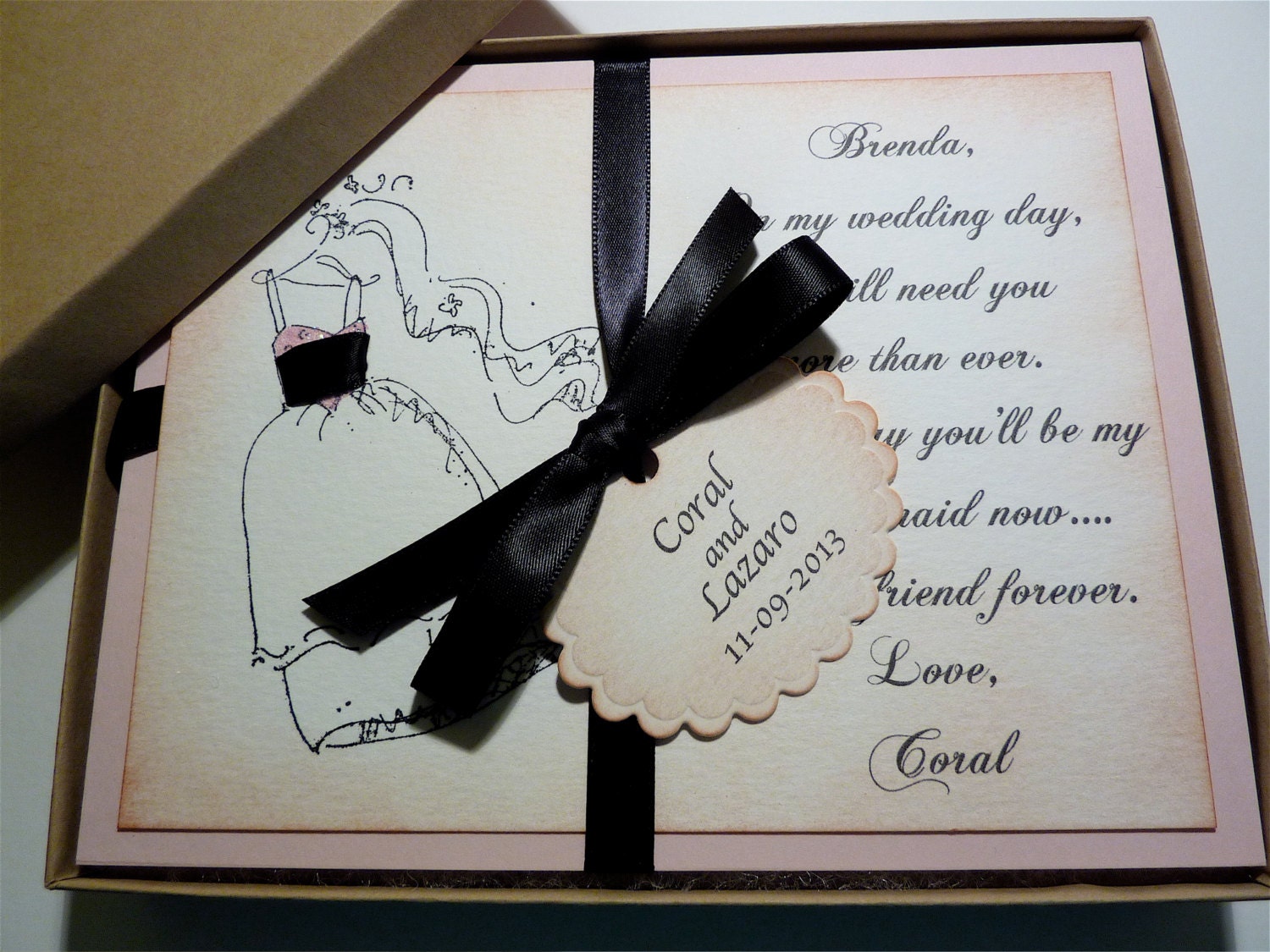 Will You Be My Bridesmaid Invitation Boxed Vintage Style
