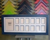 9.5 x 25.5-inch "School Days" Frame with Mat Window Openings for (1) 5x7 and (12) 2x3" Photos with Vintage Navy Finish - SAME DAY SHIPPING