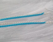 Blue and Silver Chain Shoulder Duster Earrings