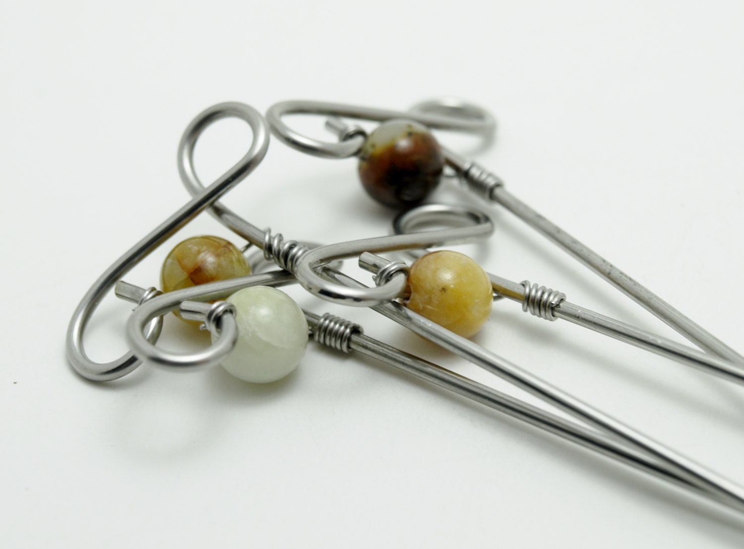 Stainless Steel Martini Picks with Natural Onyx Beads