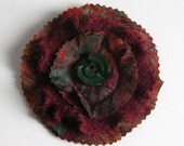 FLOWER BROOCH  - red brooch - recycled brooch - flower pin - Lynn Minney Designs