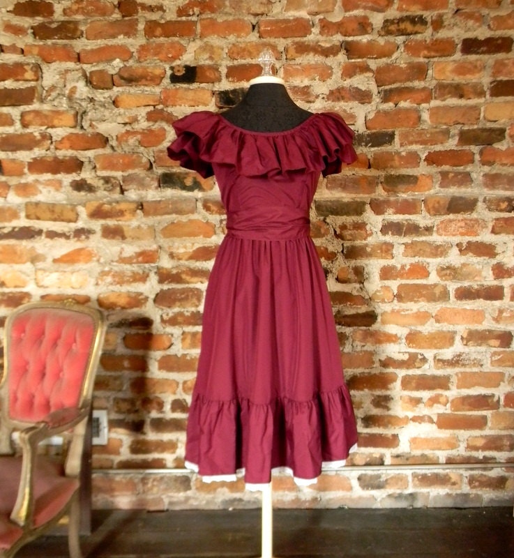 Cowgirl Chic Vintage Dress, Victorian Style Dress Size Small