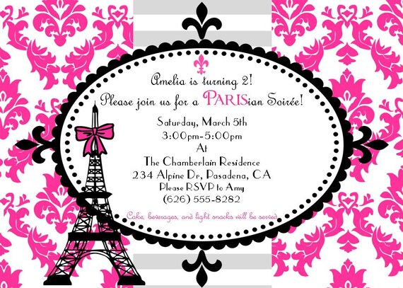 Paris Birthday Party Invitation - PRINTABLE Invitation - By A Blissful Nest Il_570xn