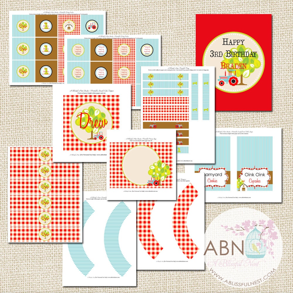 Barnyard Farm Birthday Party Decorations - PRINTABLE - By A Blissful Nest - As Seen On Pizzazzerie