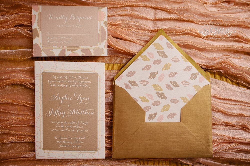 Ruffled Pattern Wedding Invitation Suite