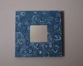 Wall Mirror-Hand Drawn/Flowers/Silver/Turquoise/Purple/White