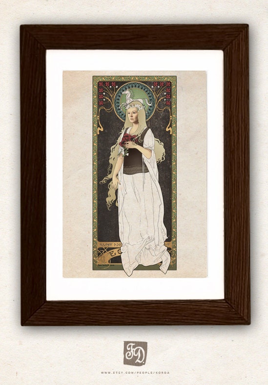 The Lord of the Rings poster Éowyn - shieldmaiden of Rohan / art nouveau