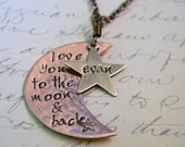 hand stamped personalized love you to the moon necklace