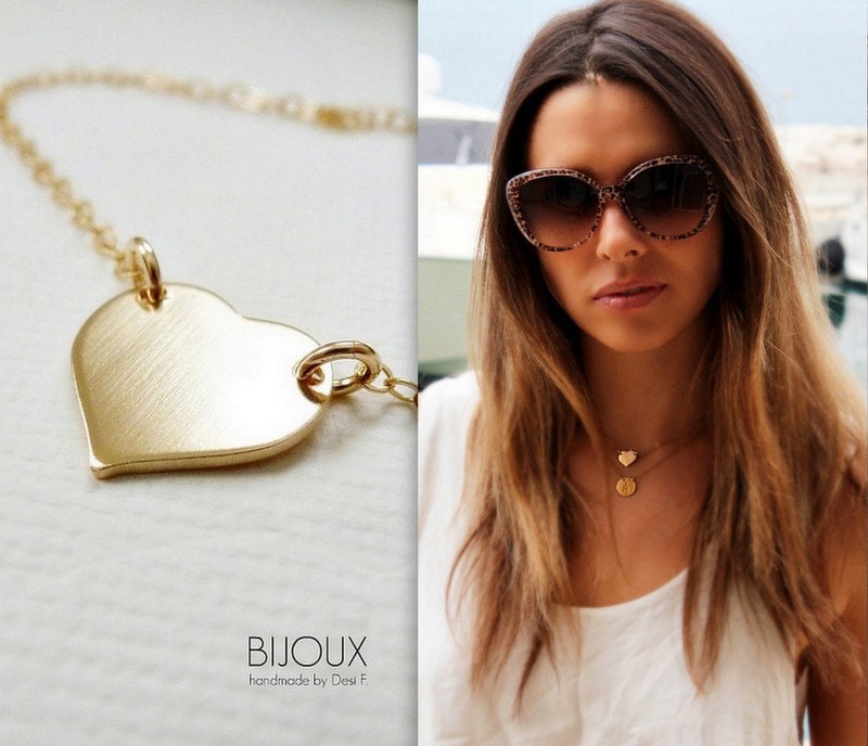 Heart Gold Necklace - Celebrity Style - 14K Goldfilled