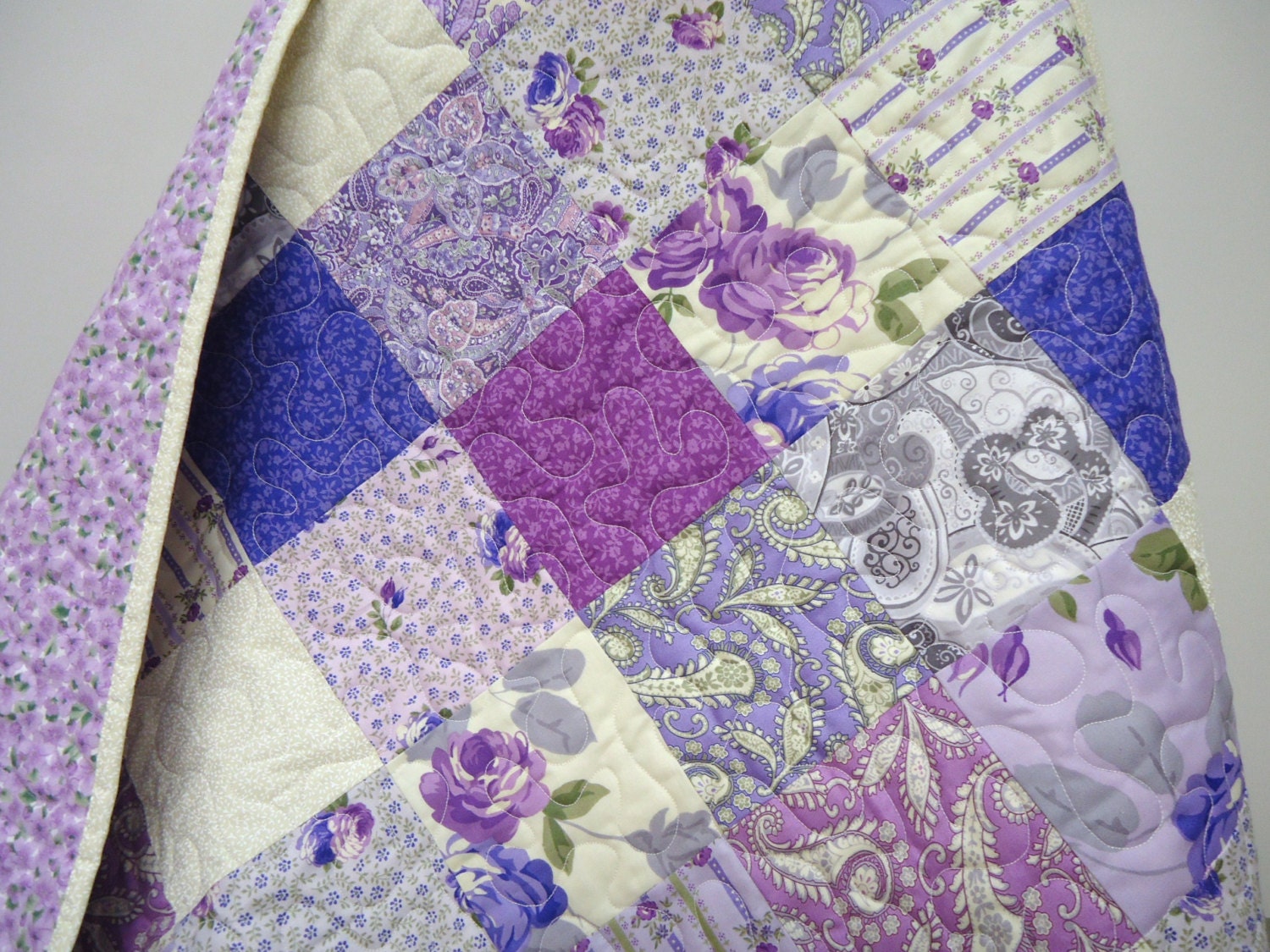 Purple Quilt Baby Girl Quilt, Patchwork Quilt, Annabella by Laura Ashley