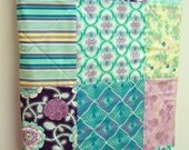 Baby Girl Quilt, Modern Baby Quilt, Purple, Lilac, Lavender, Turquoise, Sea Foam Green, Poetica Polyester Free