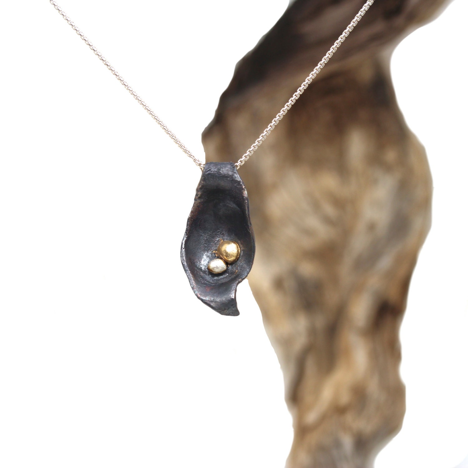 Oxidized Silver Yellow Gold Necklace - Snuggle Pod