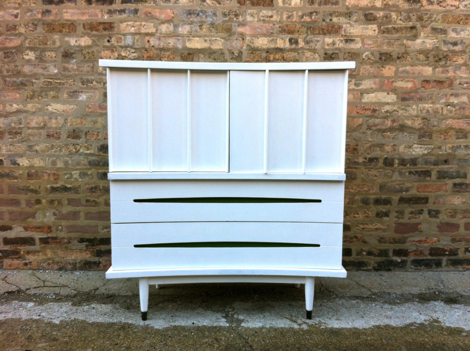 Mid Century Highboy In Heavy Cream
