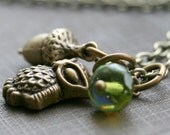 Owl Necklace, Acorn Necklace, Woodland Jewelry, Owl and Acorn Necklace,  Handmade Owl Necklace, Gold Owl Necklace -Hoot