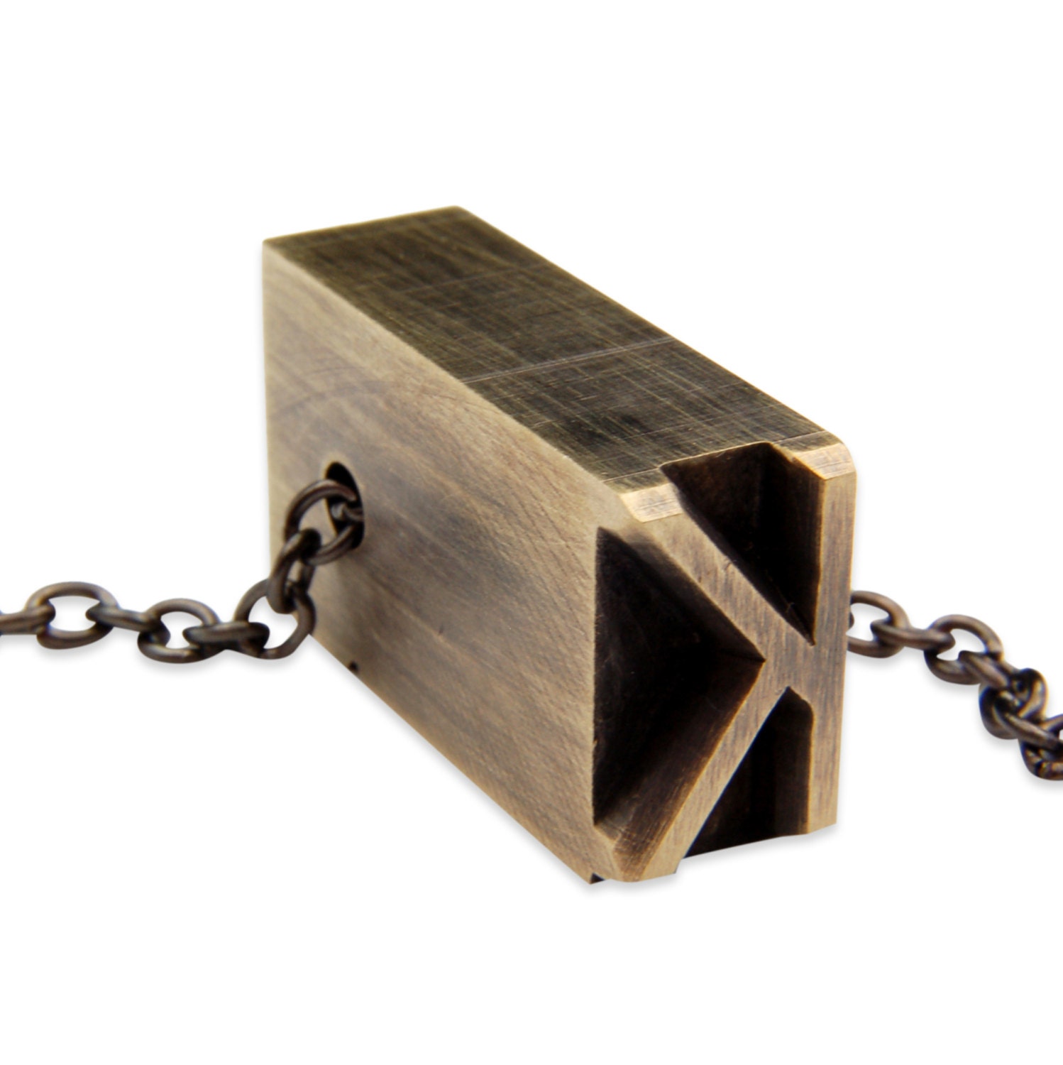 Letter K Letterpress Necklace - Brass Initial Personalized - Other Letters Available