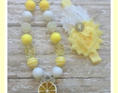 Lemon SHAKER Chunky Necklace and Headband Set--Girls-Photography Prop