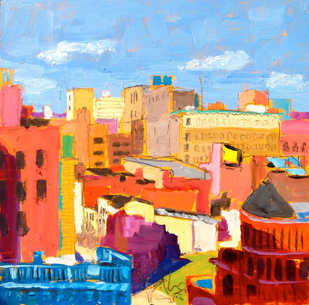 Baltimore rooftops painting 6x6