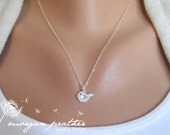 Little Bird Necklace in Silver - Dainty Little Bird Charm - Sterling Silver Necklace - morganprather