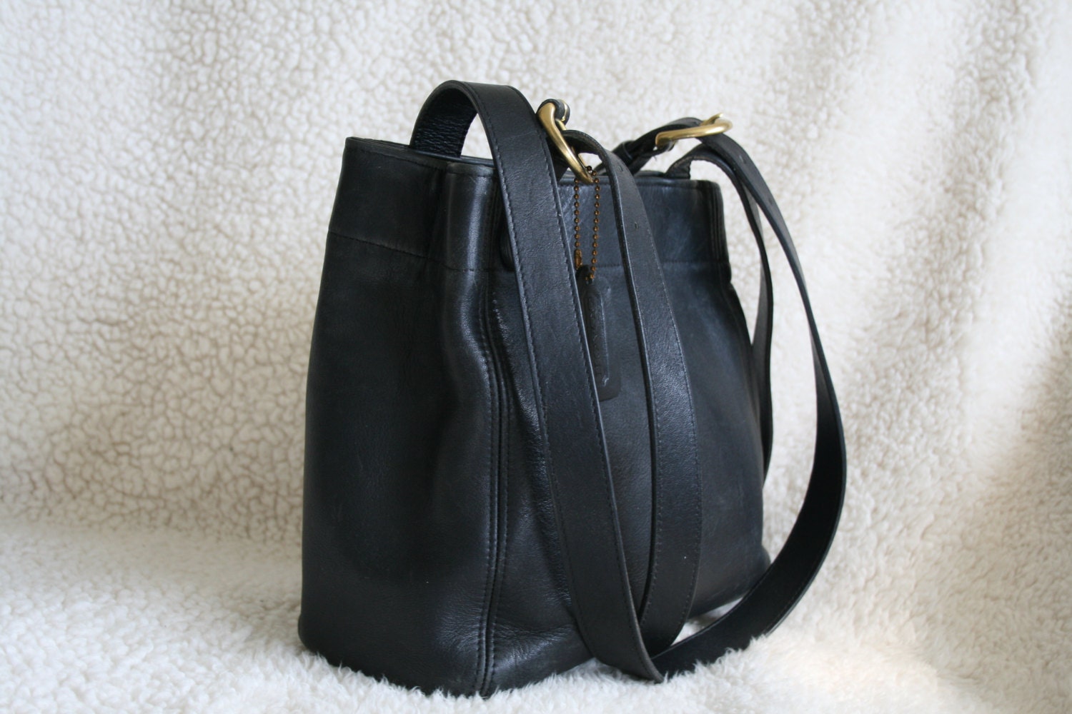 COACH Vintage Soho Buckle BLACK Leather Tote Shopper Shoulder Bag 4157 BUCKET