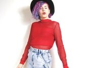 20% OFF VACATION SALE 90s Sparkle and Sheer Mesh Spandex Dance Shirt (S/M)