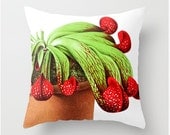 Decorative Throw Pillow 20x20 Potted Red Pitcher Plant vintage botanical