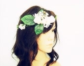 Real Rose ivory rose crown, tiara wedding head piece natural rustic wedding