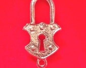 10pcs Sterling silver plated - Padlock connectors - charms pendants  - Free Shipping with another item