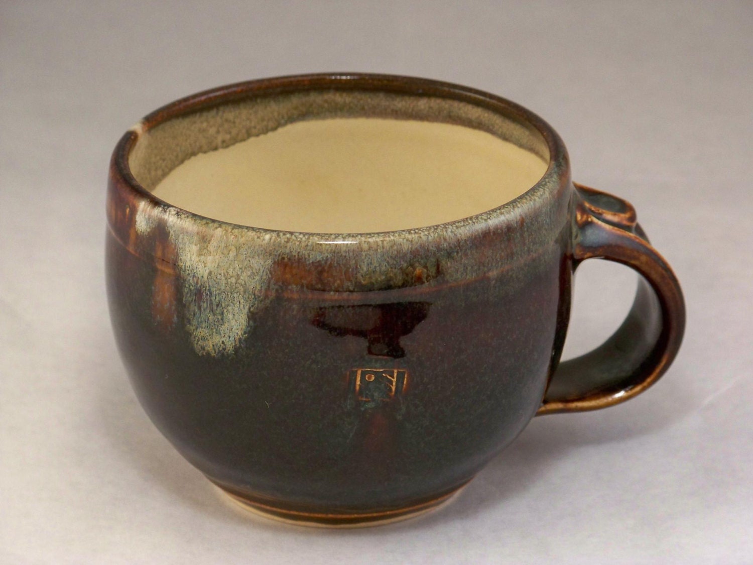 Soup Bowl with Handle Beautiful Brown