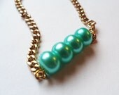 RESERVED Mint Glass Pearl and Gold Tone Chain