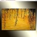 Original landscape Painting, Contemporary Sunset Lake Fine Art, Willow Treee Abstract by Henry Parsinia Large 36x24