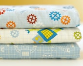 Chenille, Set of Three Burp Cloths, for a Boy (Robot Factory)