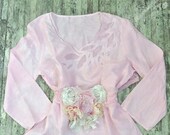Memorial Day Sale Linen shirt, shabby pink women's blouse, upcycled boho chic clothing, romantic valentine's day, rustic, french country ch