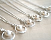 Bridesmaid Gift - 7 Infinity Necklaces in Sterling Silver with Swarovski Pearl - choose pearl color  - 10% off