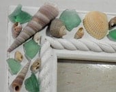 Beach Lover Photo Frame Decorated with Seashells and Sea Glass