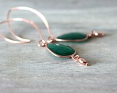 Rose Gold Earrings with Beautiful Chrysoprase Stones
