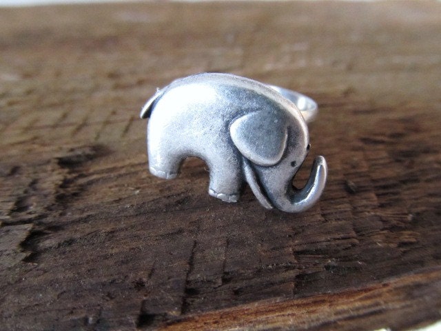 Elephant Ring, Silver Lucky Elephant,  Adjustable Ring, Novelty Ring, Good Luck Jewelry, Graduation Gift