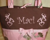 FREE SHIPPING Custom handmade pink real tree camo camouflage he/she heart deer diaper bag you choose name or initials