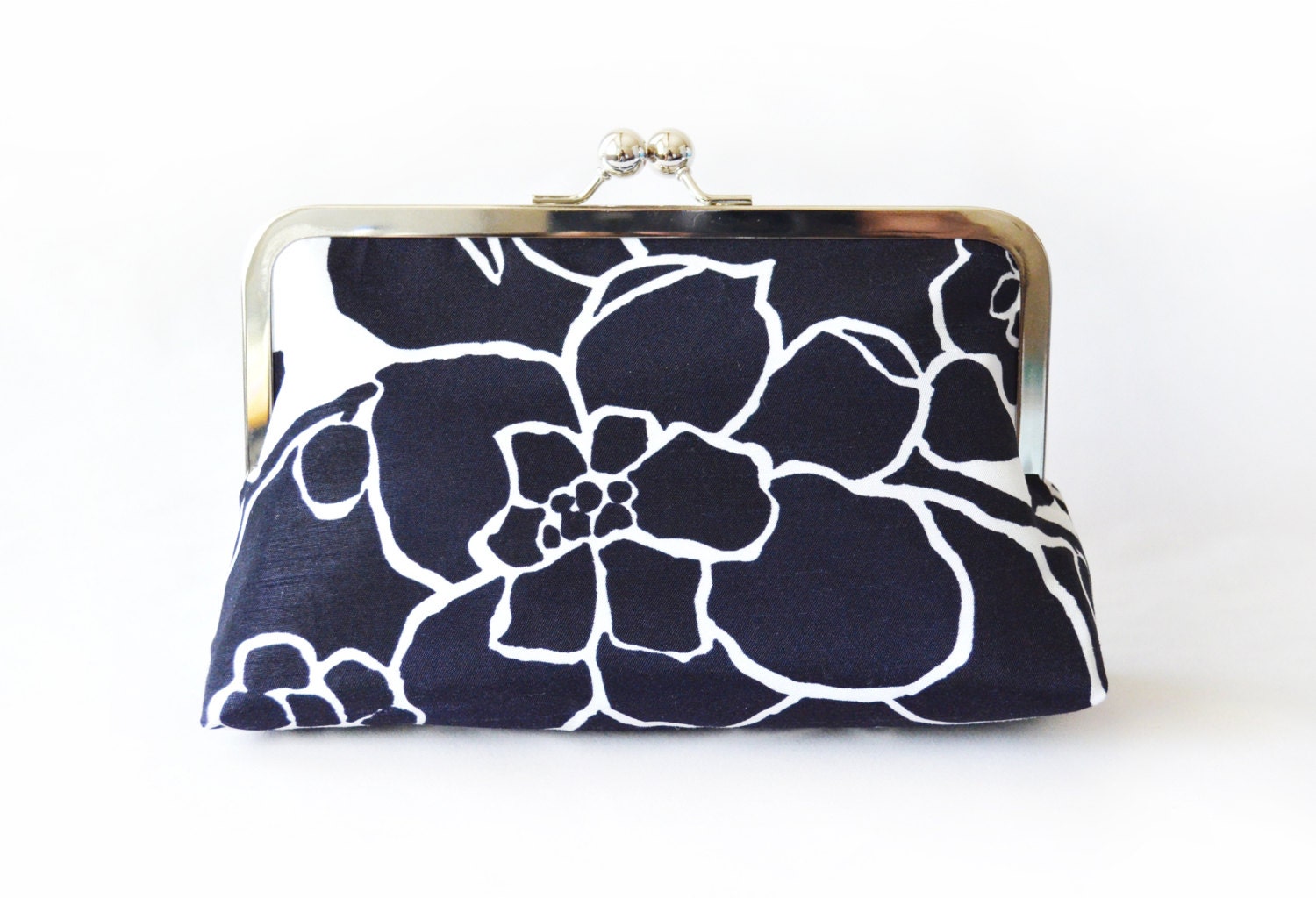 Navy Flower Wedding Clutch Bridal Bridesmaid Gift Ideas by Lolis Creations