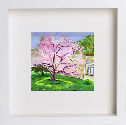 Pink Tree. Oil Painting Print on Canvas Paper. 8" x 8". Mothers Day Gift. Spring. Nursery.