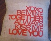 18 x 18 "XOXO" Burlap Pillow Cover