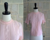 Vintage 1940s Blouse 40s Pink Lace Blouse Top Never Worn Womens Small Medium