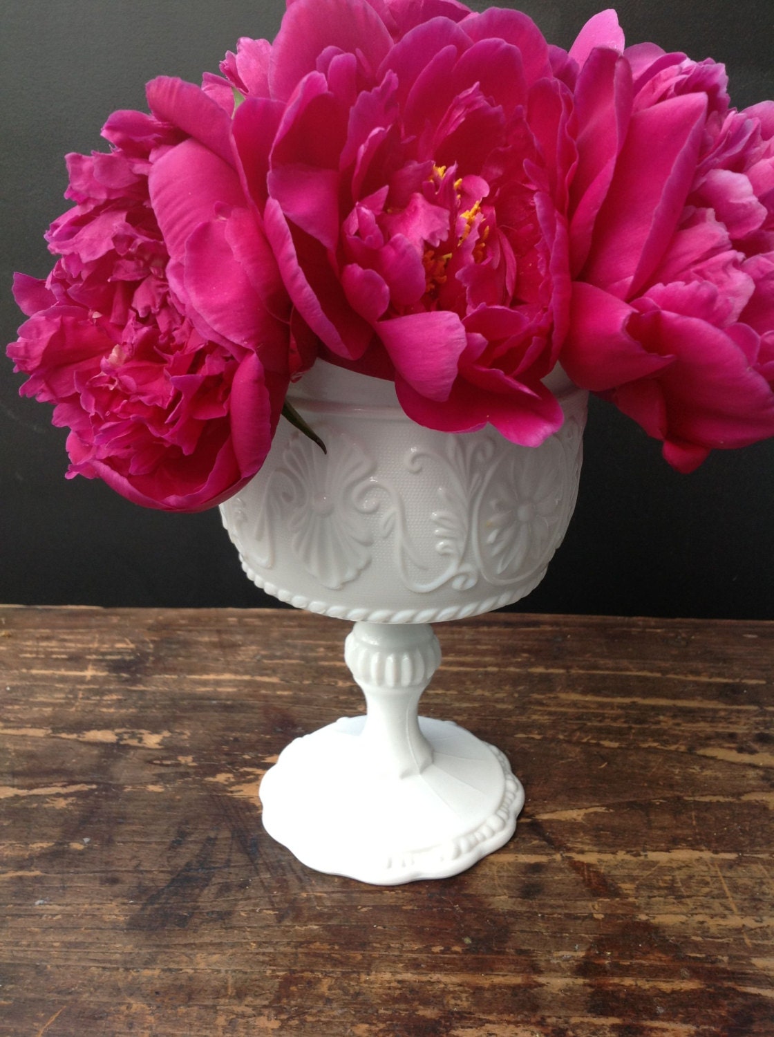 Vintage Milk Glass Pedestal Vase