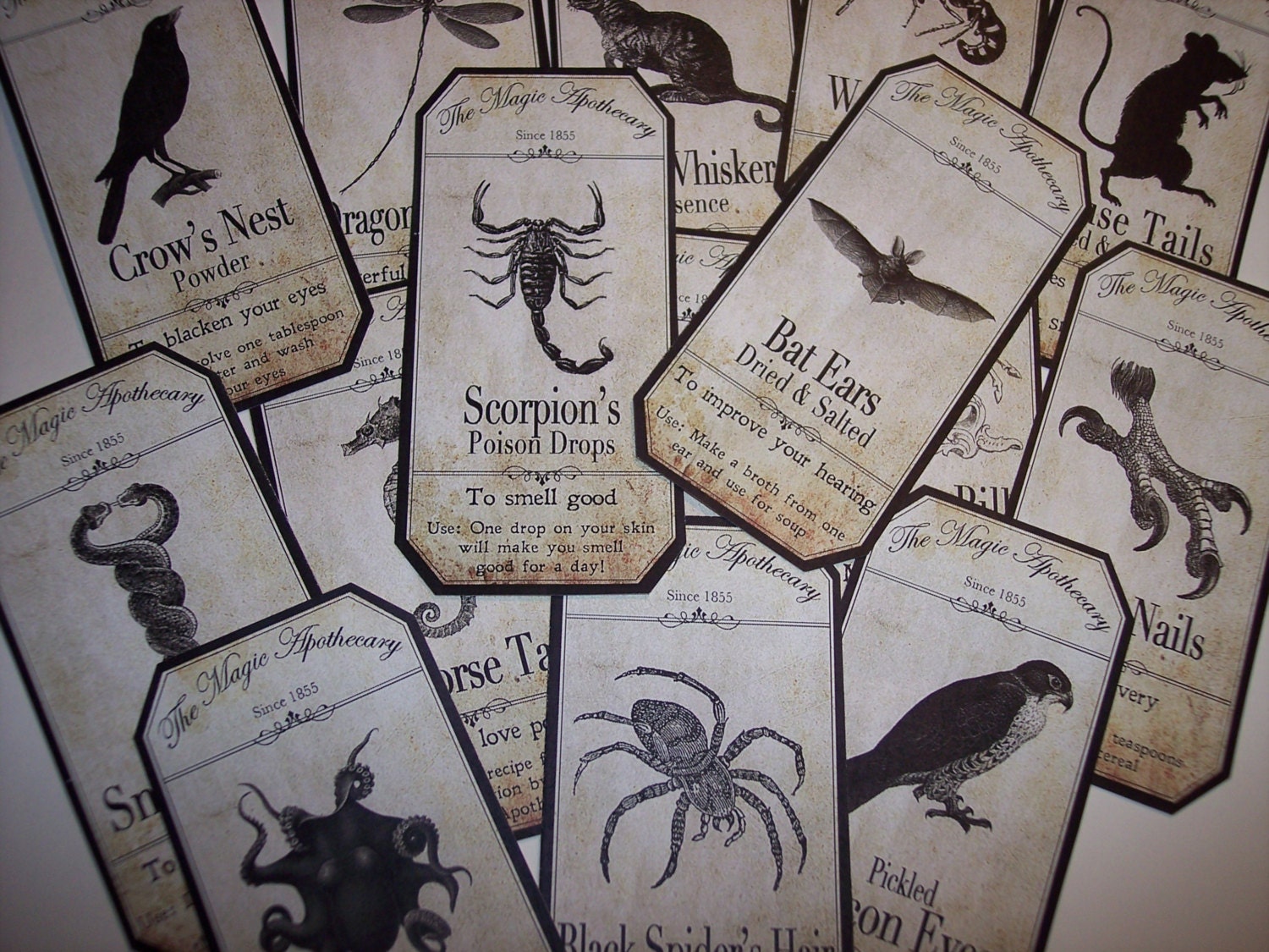 New Large Magic Animals Steampunk Apothecary Labels Set of 15